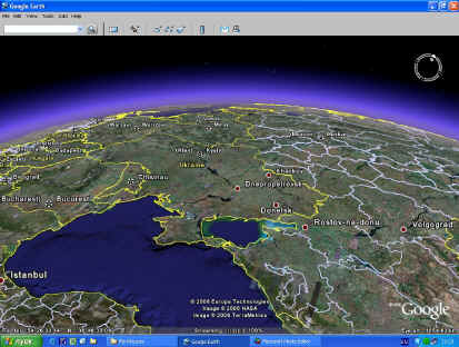Украина в Google с высоты 1054 км. Хочешь увеличить - кликни по картинке.